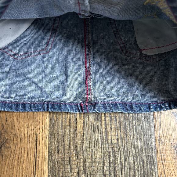 Y2K High School Musical Embroidered Denim Skirt Girls Size 7 Blue Jean Mini - Picture 6 of 7